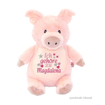 Kuscheltier Schwein bestickt mit Namen